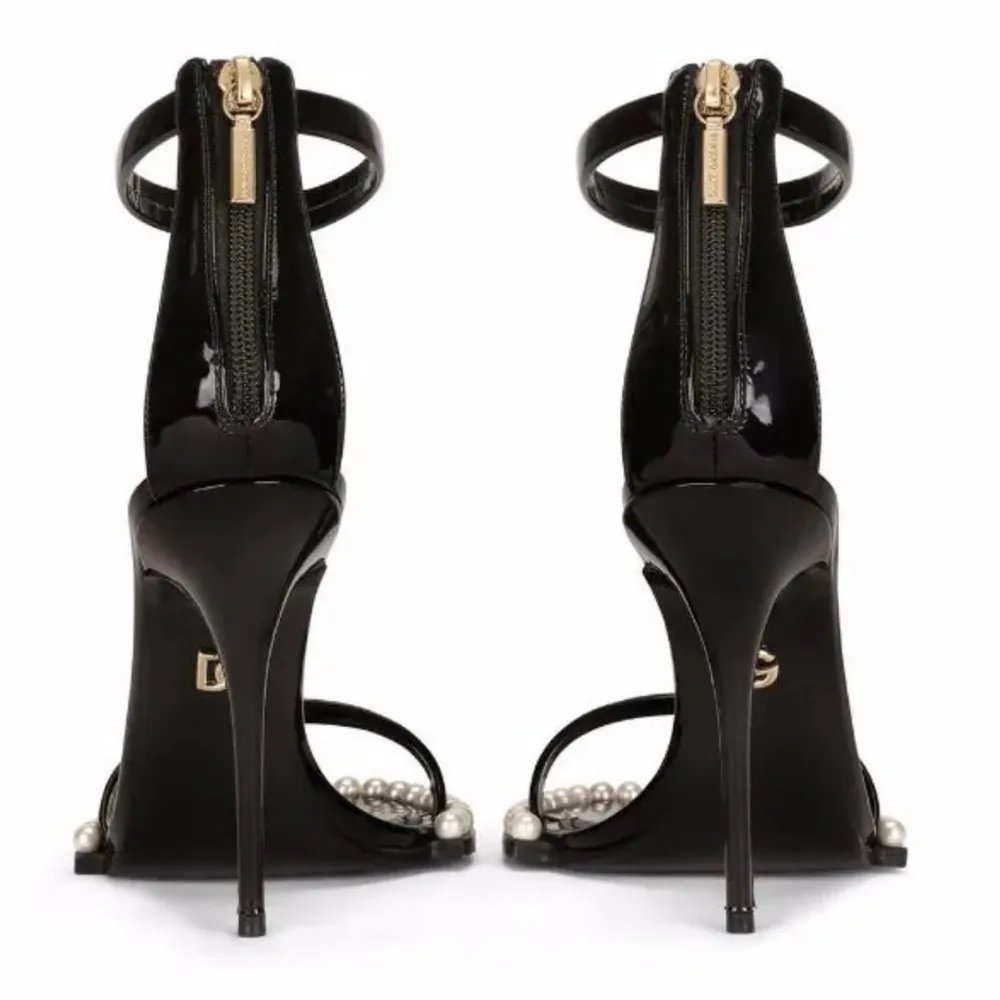 Dolce & Gabbana Patent Leather Sandals with Pearls in Black - Image 3