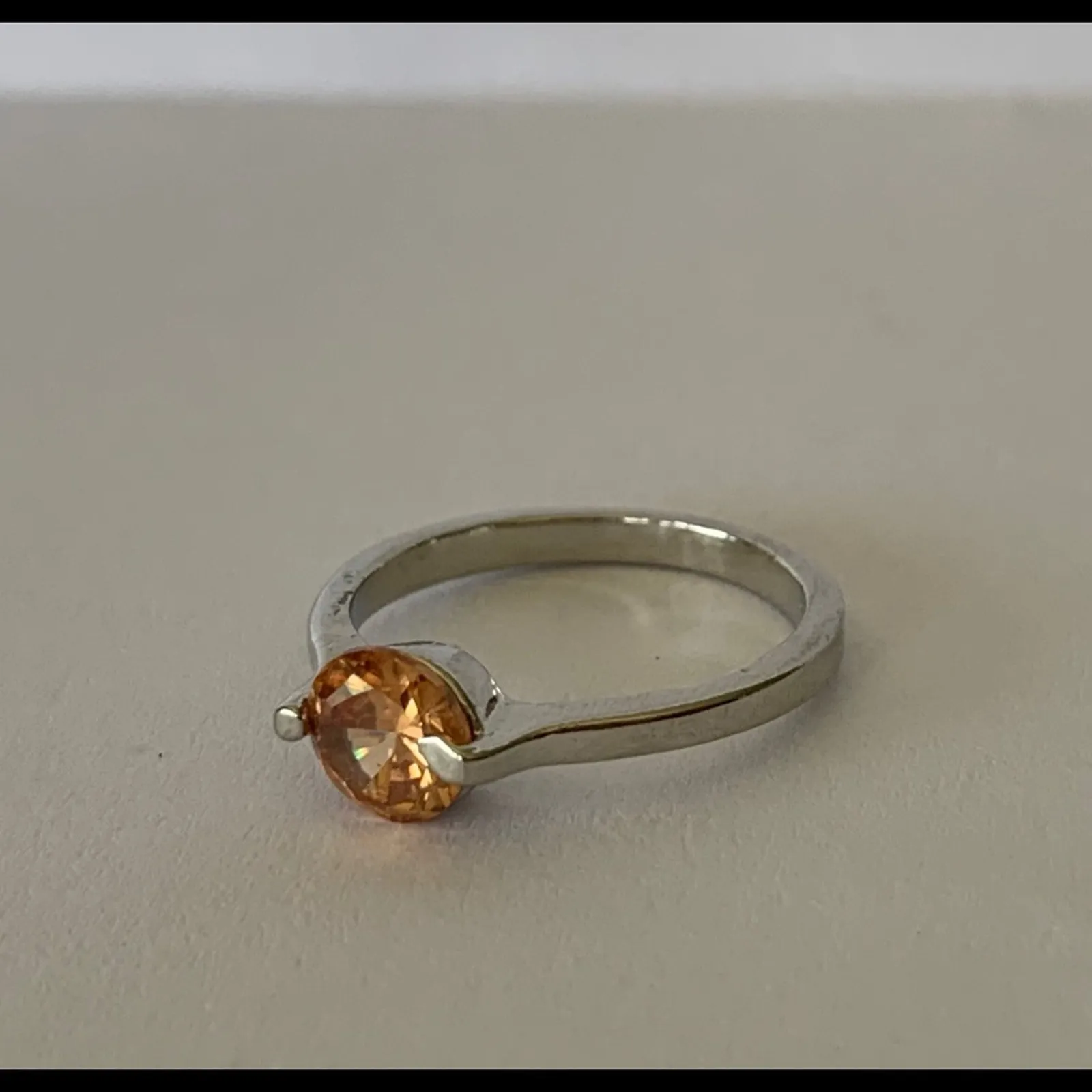 Citrine Orange Colored Solitaire Ring Size 5 - Image 3