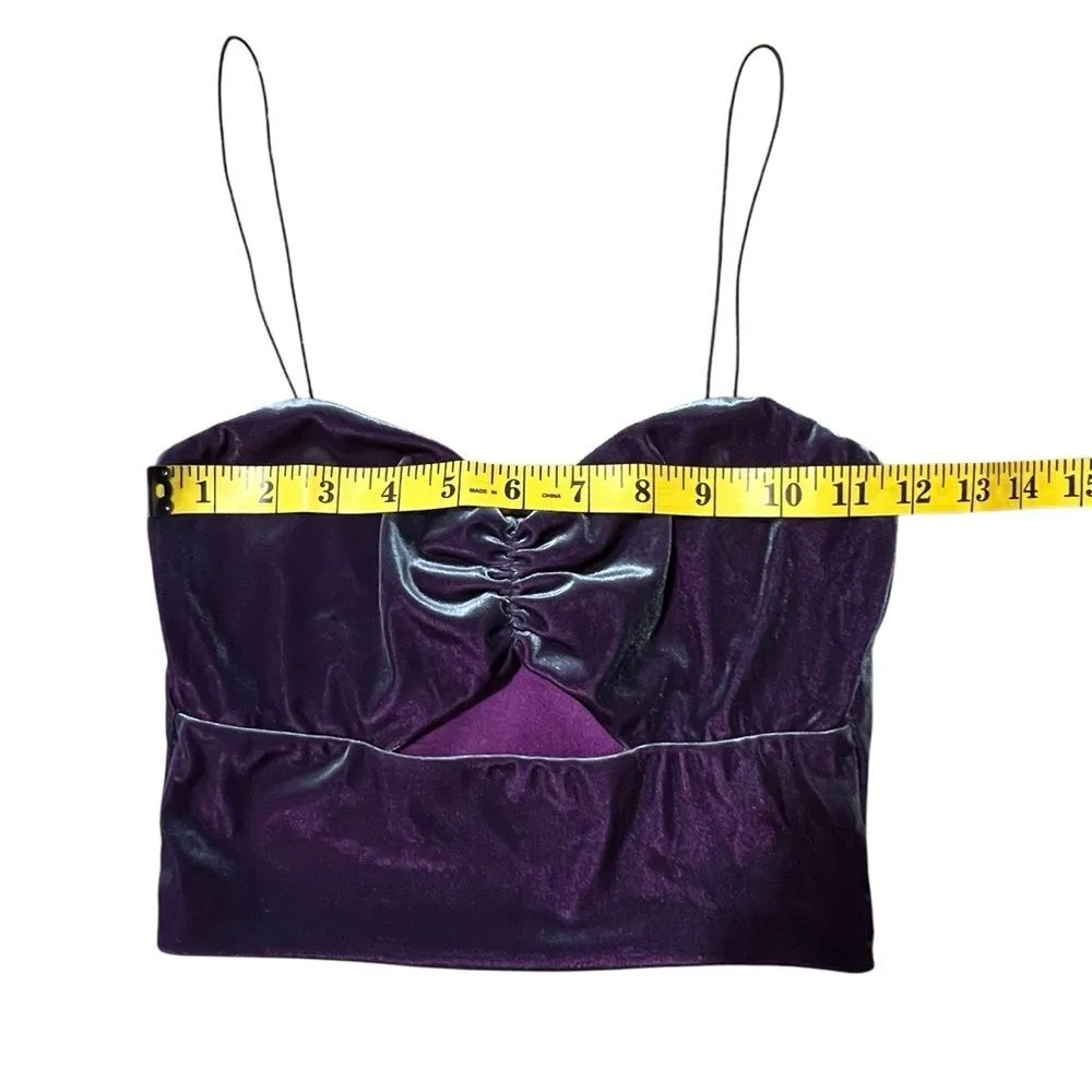 Urban Outfitters Velvet Cutout Crop Top Iridescent Purple SMALL Y2K Grunge Goth - Image 5