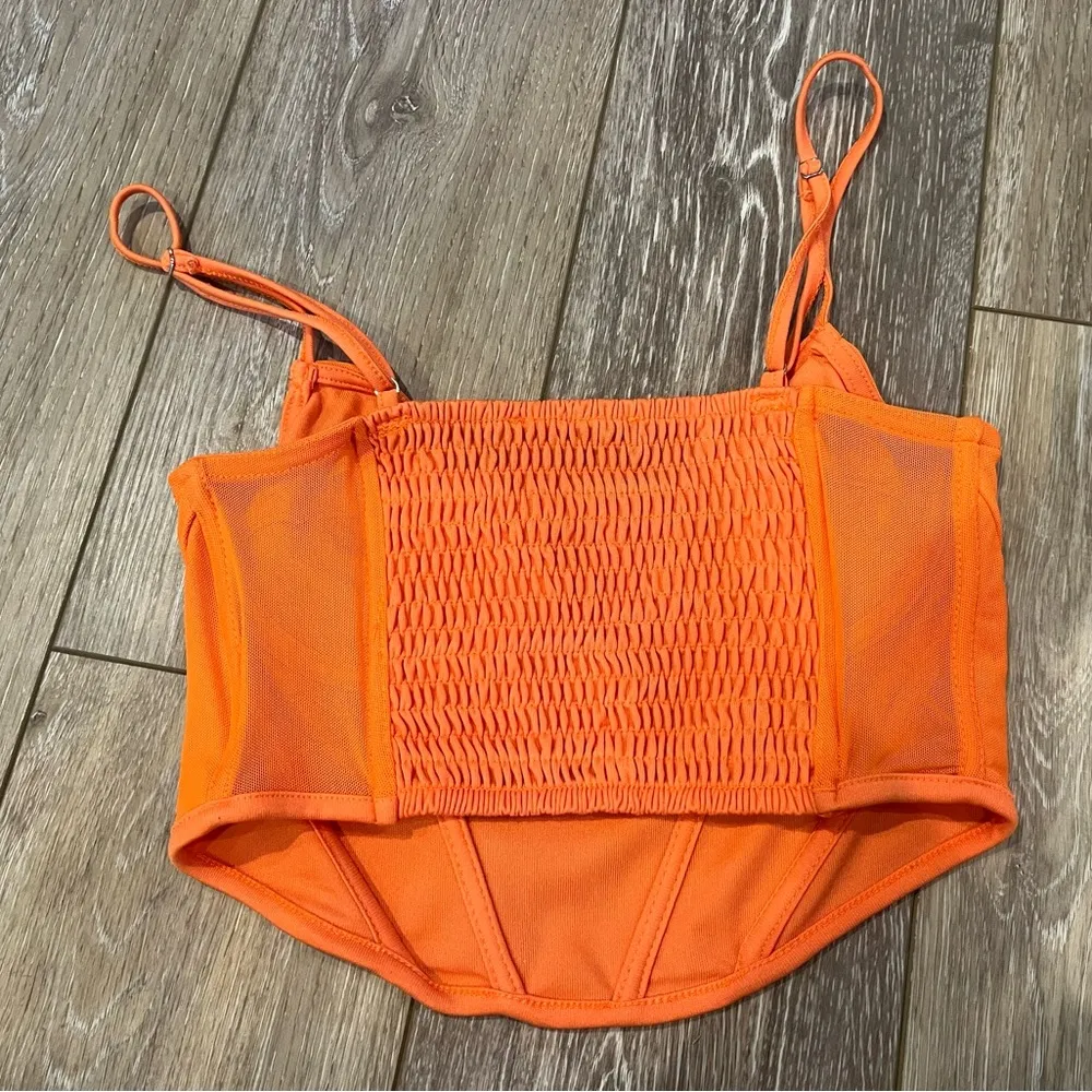 Stradivarius  Orange Underwire Corset Cropped Top - Image 4