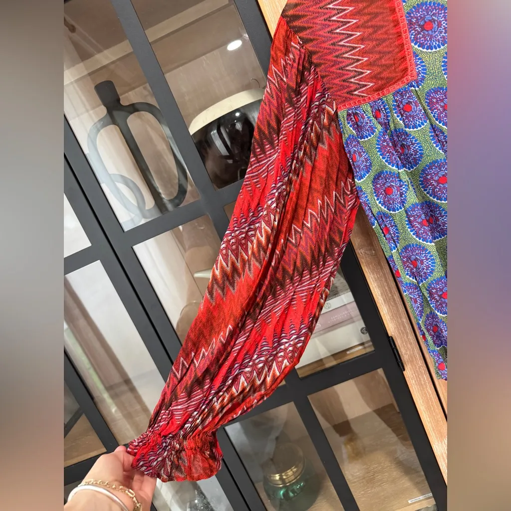 Bl-nk London Miranda Peasant blouse embroidered patchwork print colorful balloon - Image 7