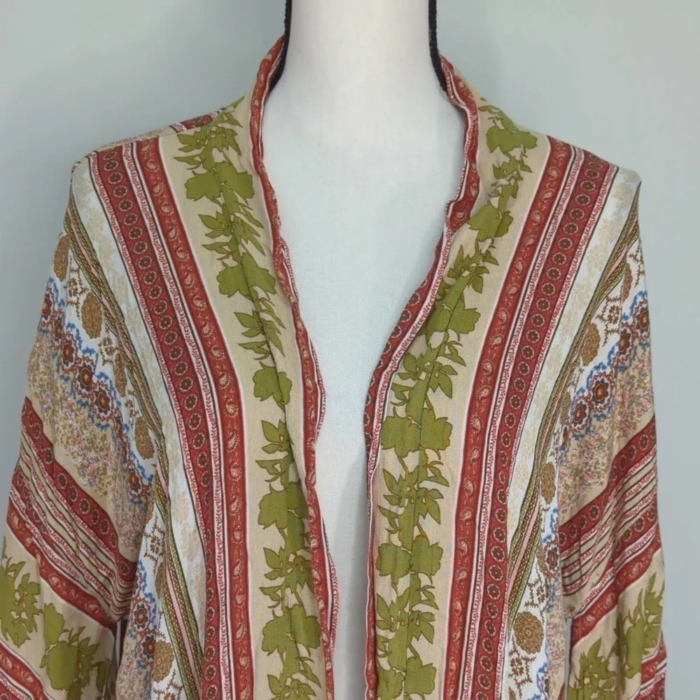 Hippie Love Womens Kimono Multicolored Printed‎ Fringe S - Image 2