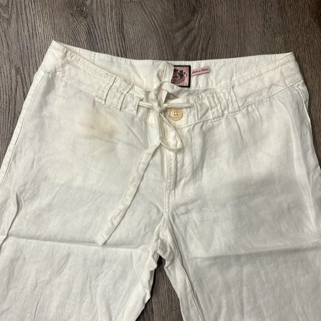 Juicy Couture White Linen Crop Pants - Image 2