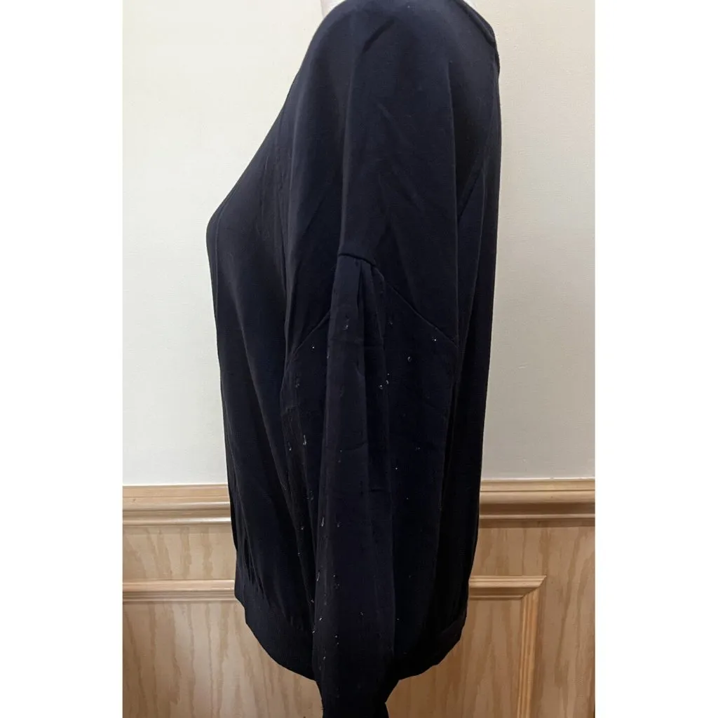 Express ~ Long Sleeve Relaxed Top ~ Size Medium~ Blue ~ Shear Sleeves - Image 4