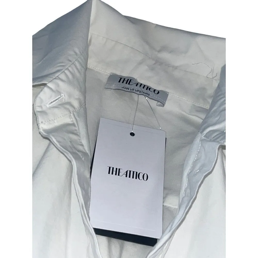 THE ATTICO Candice Mini Dress in White 42 New Womens Collard Ruffle Shirt Size undefined - Image 10