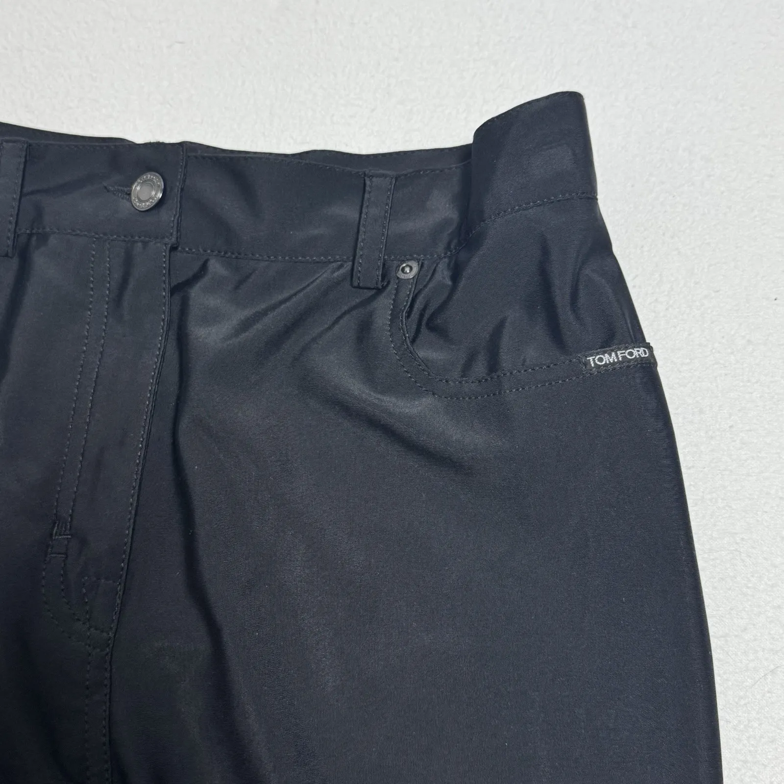 Tom Ford Black Women's Glossy Trousers Pants Size IT 40 US 4 Made In Italy - Image 3