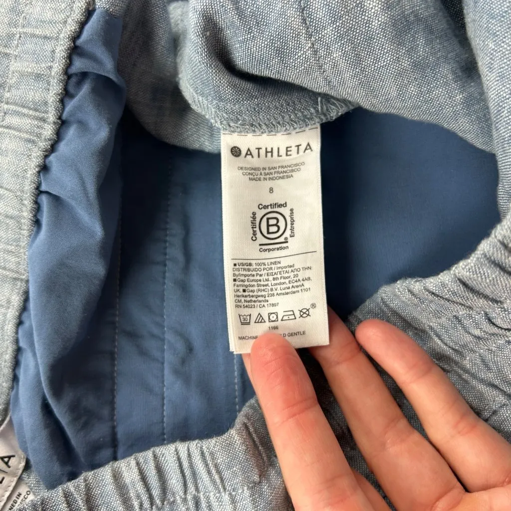 Athleta Blue Chambray Linen Cabo Wide Leg Pant 8 - Image 4