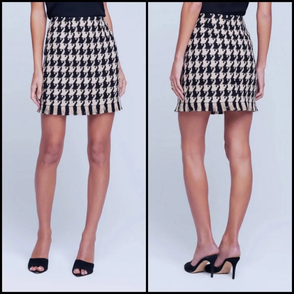 💕L'AGENCE Inez Tweed Blazer + Livia Tweed Skirt Light Camel Black Houndstooth 6 - Image 4