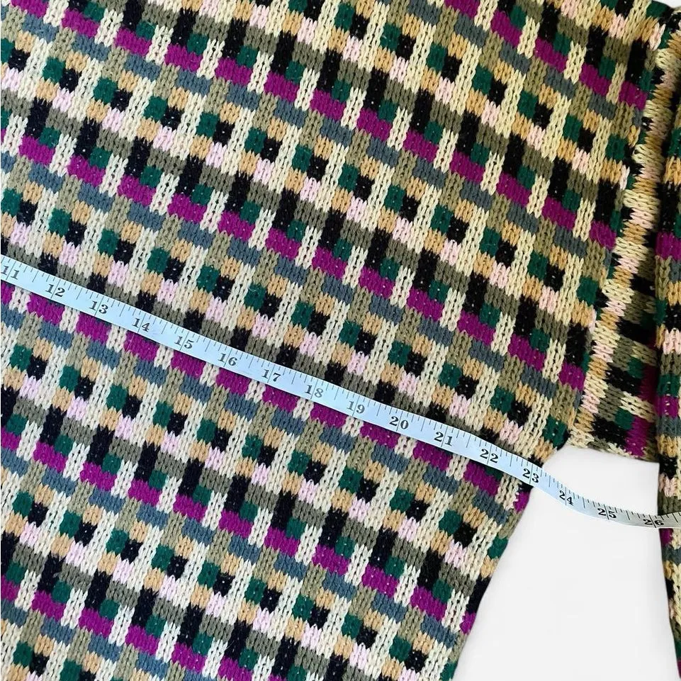 80s vintage Avon grid knitted sweater size large Tan - Image 3