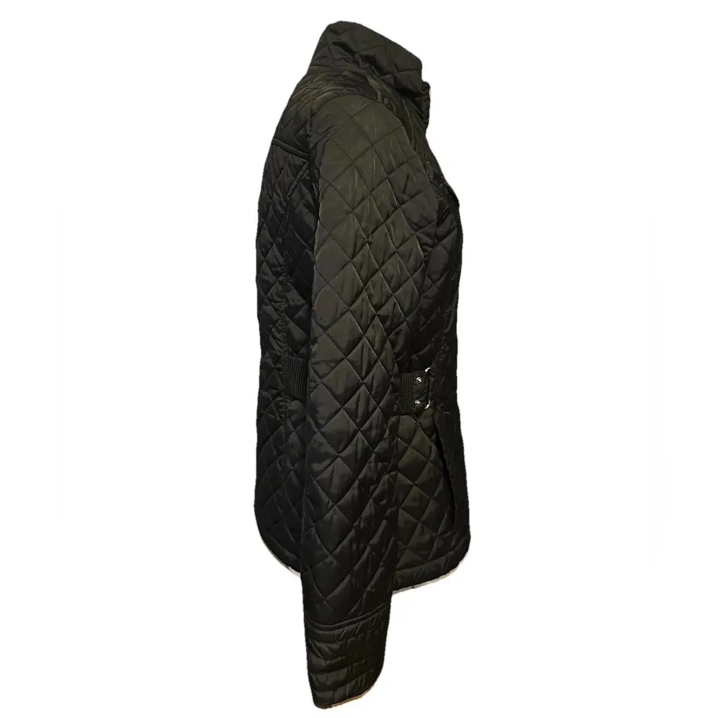 Laundry By Design Medium Black Quilted High Neck Jacket Polyester Sinched Waist - Image 4