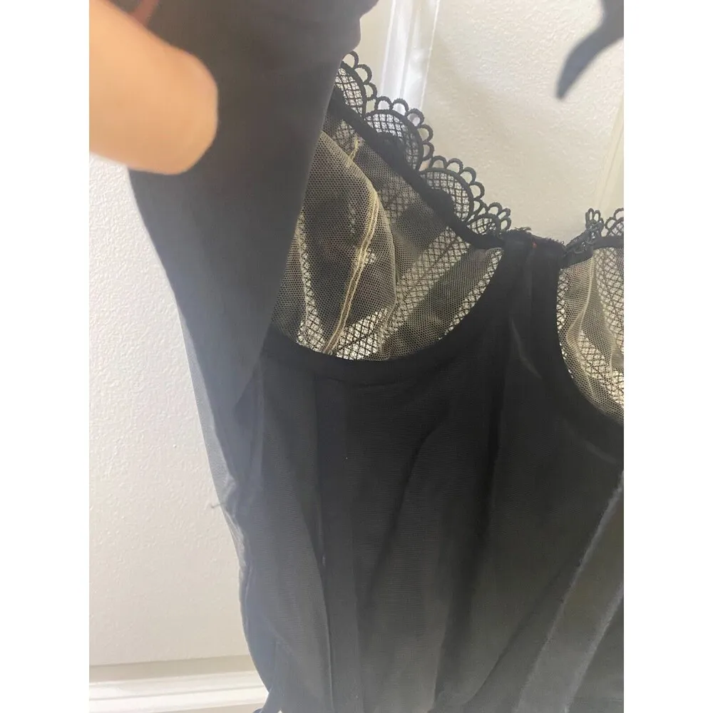 Savage X Fenty Black Bustier Rihanna Renaissance Rose Corset Caviar Size XL - Image 9