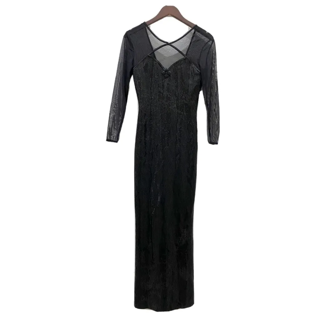 Vintage ST.  JOHN Couture Black Knit Formal Long Evening Dress Size 2 - Image 9