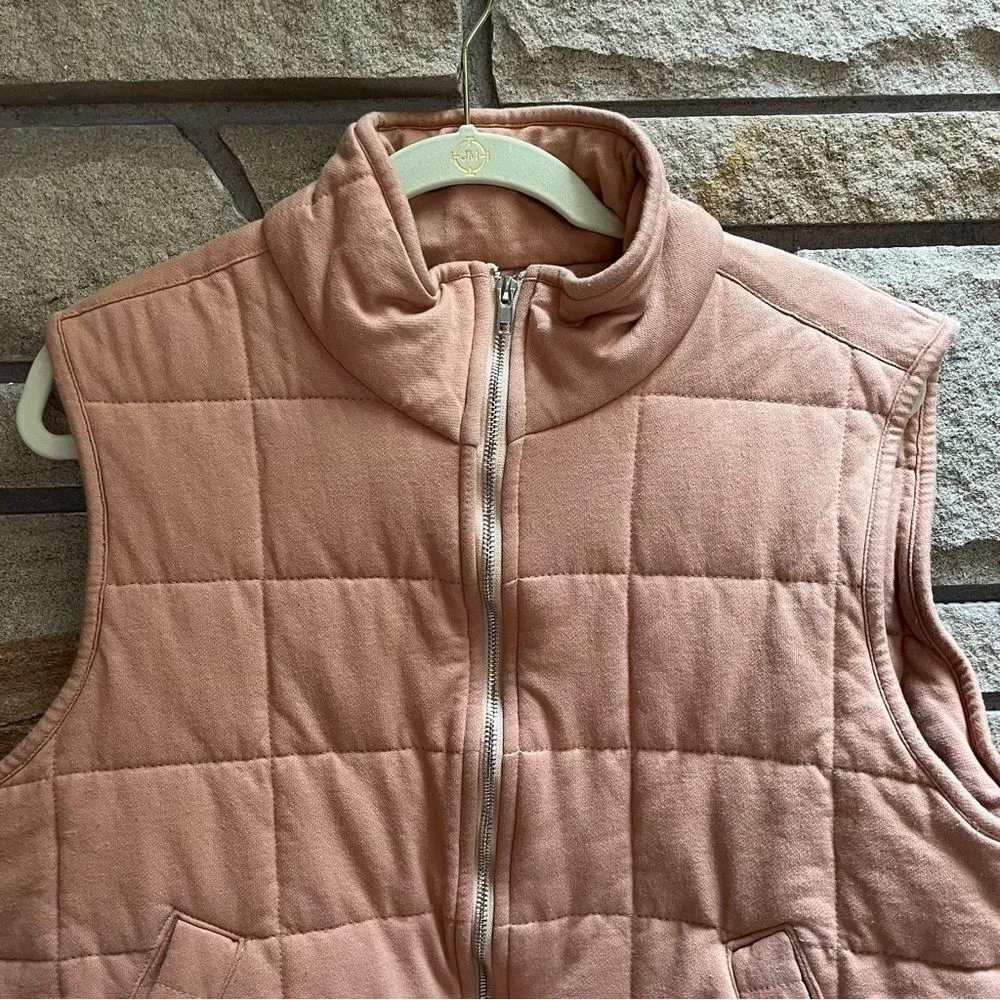 Pink Lily Cozy Cotton Quilted Vest  Apricot Tan XL - Image 7