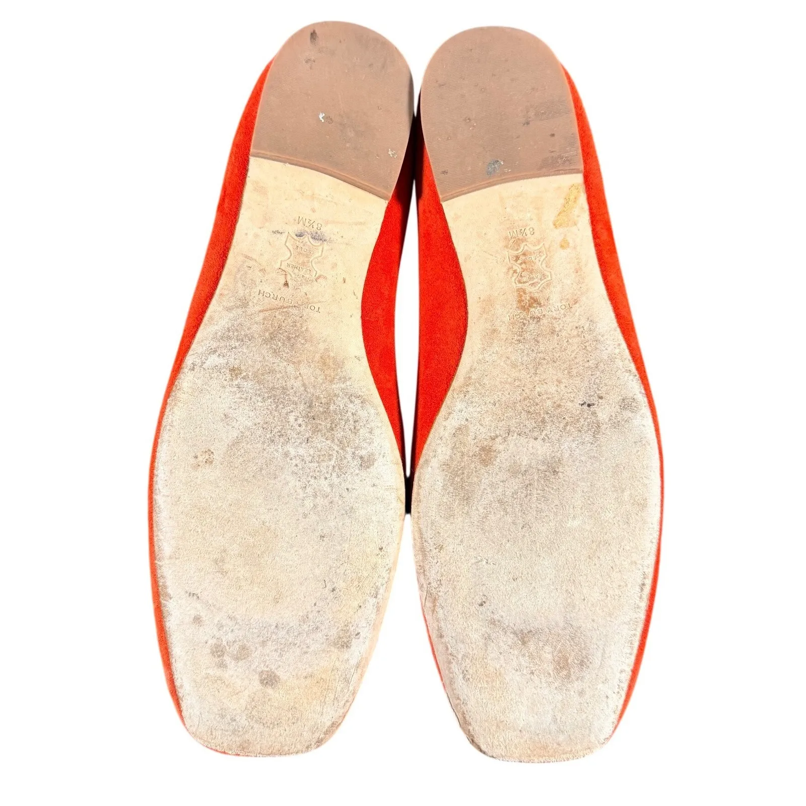 Tory Burch Georgia Deep Orange Red Suede Logo Ballet Flats Women - Image 6