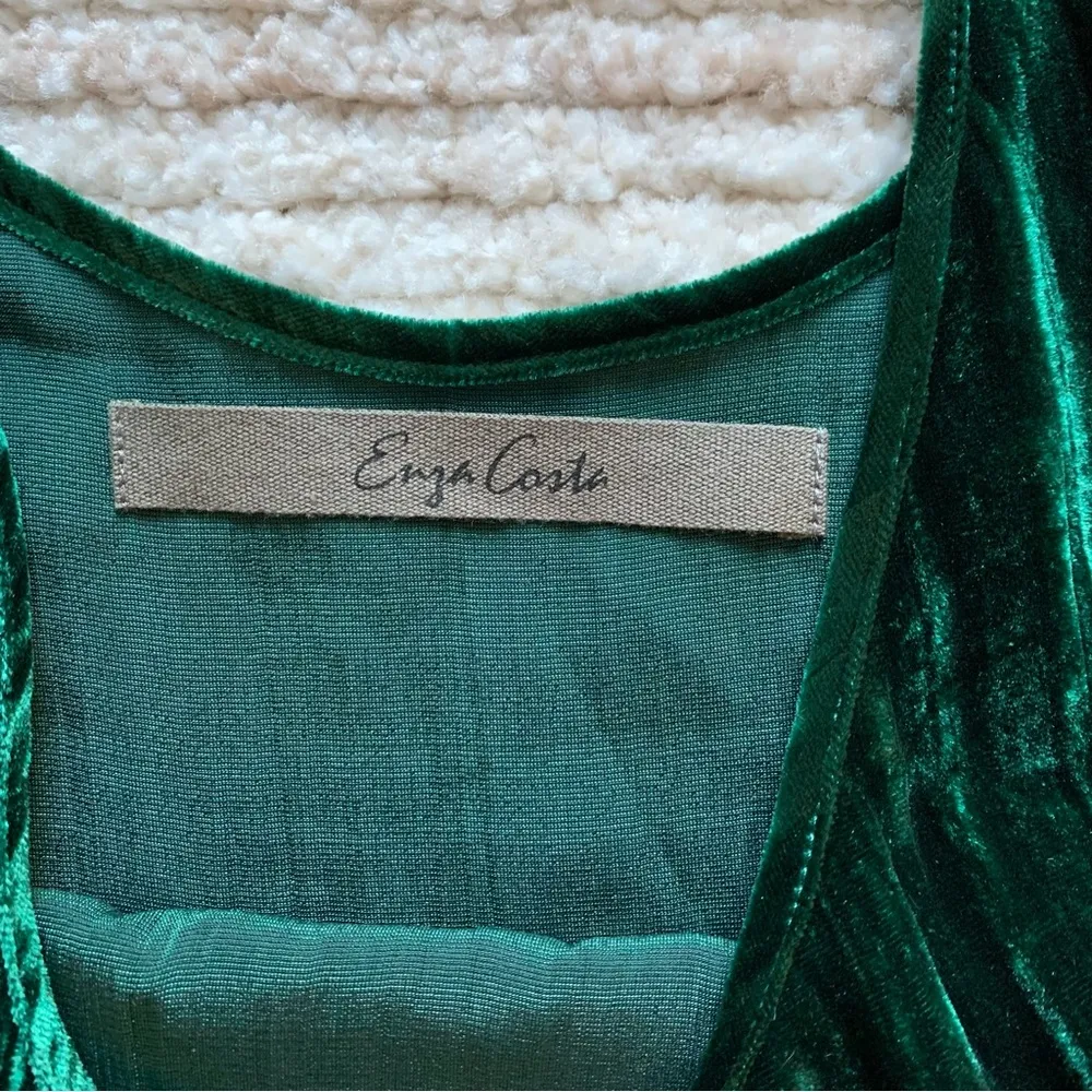 Enza Costa Textured Velvet Tank Dress Green - Image 4