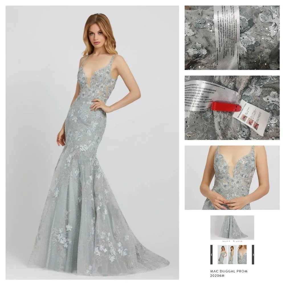 NEW Mac Duggal 20206M FLORAL EMBROIDERED MERMAID GOWN SZ 0Seamist - Image 3