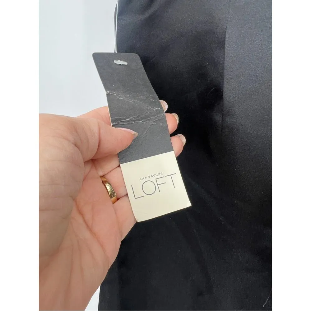 NWT Ann Taylor Loft | 6 Black Beaded Sheath Dress Satin Embellished Cocktail - Image 3