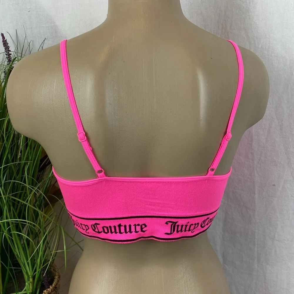 Juicy Couture SET of 2 Black & Pink Logo Print Athletic Sport Bras L - Image 3