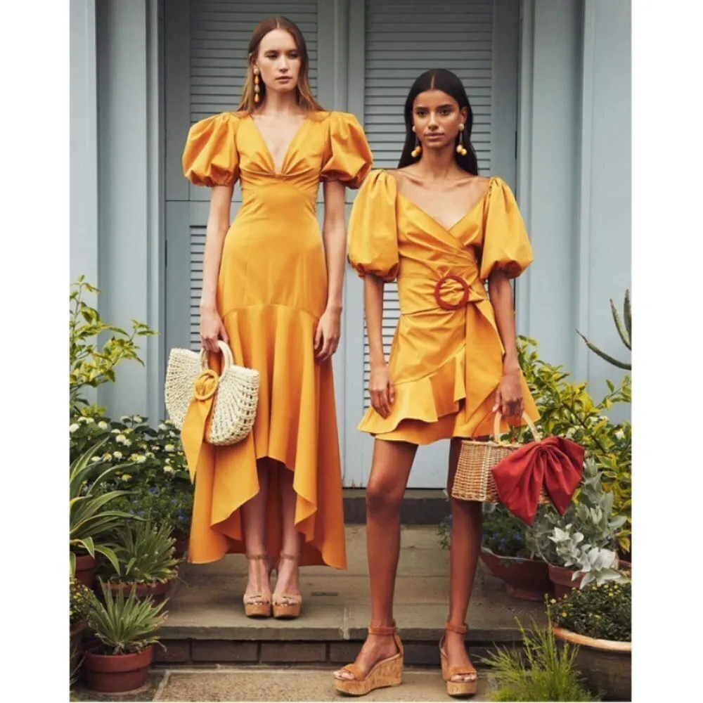 💕SACHIN & BABI💕 Layla Dress ~ Puff Sleeve Gown Desert 6 NWT - Image 3