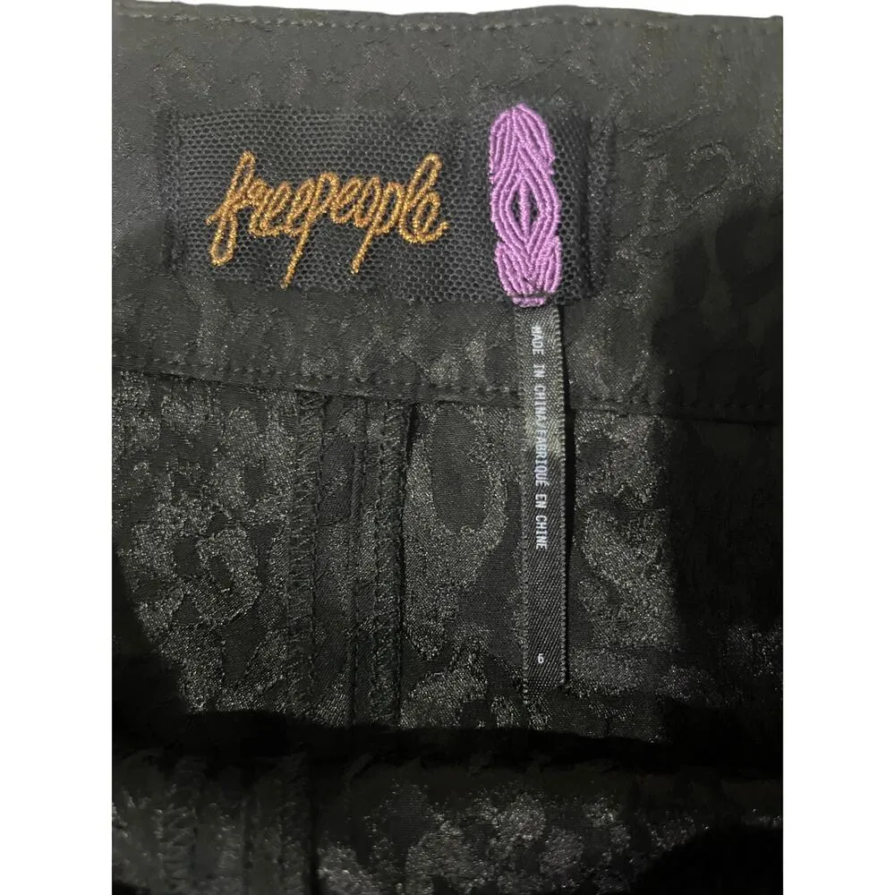 Free People Satin Leopard Brocade Print High Waisted Trousers Sz 6 - Image 6