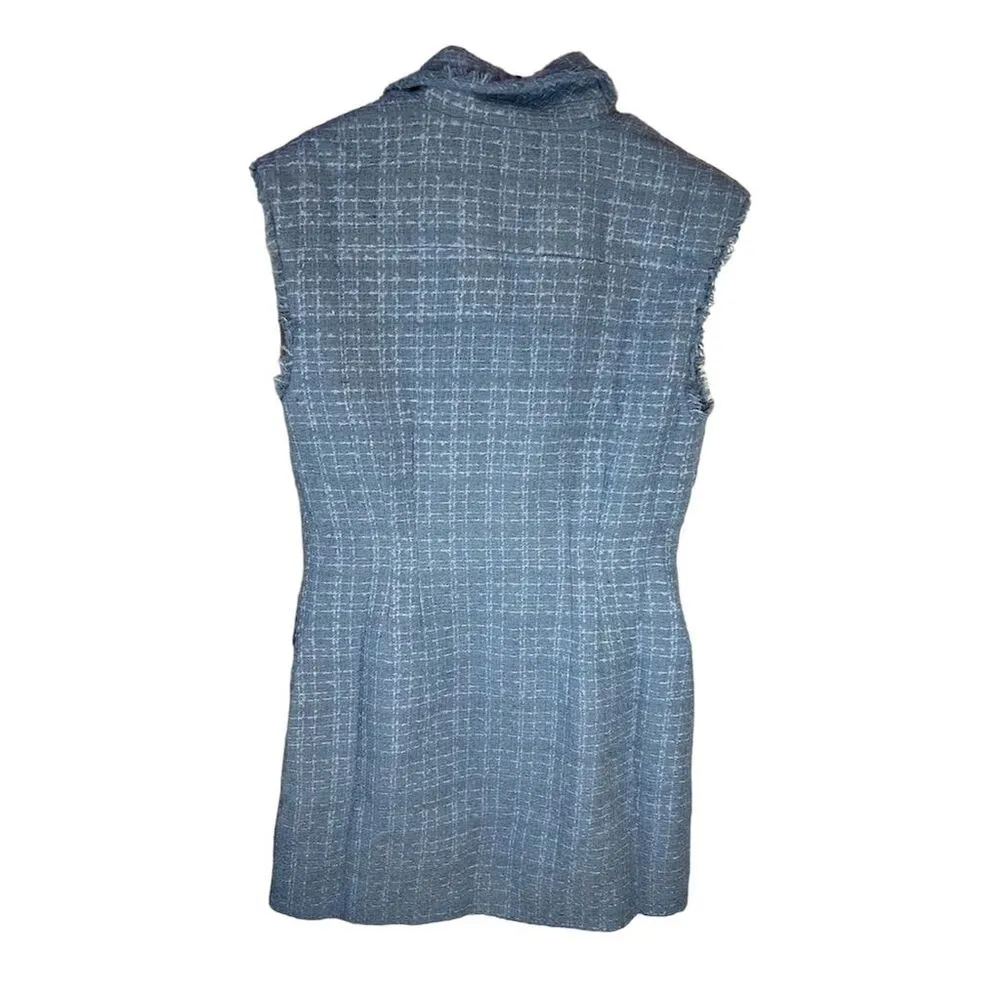 Maeve by Anthropologie Women's Blue Tweed Blazer Mini Dress Size 10 - Image 4