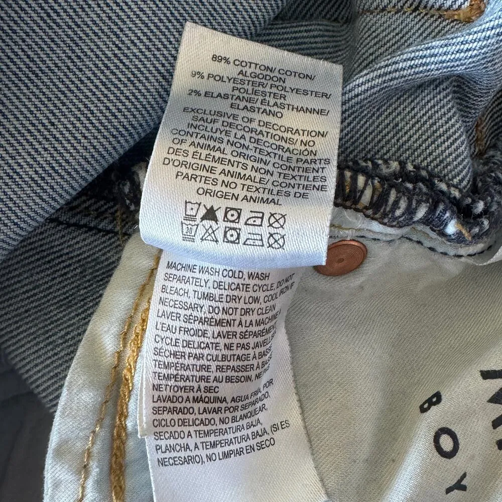 Lucky SZ 4/27 Boyfriend Sienna Jeans Mid-Rise Distressed Frayed Hem Stretch Blue - Image 13