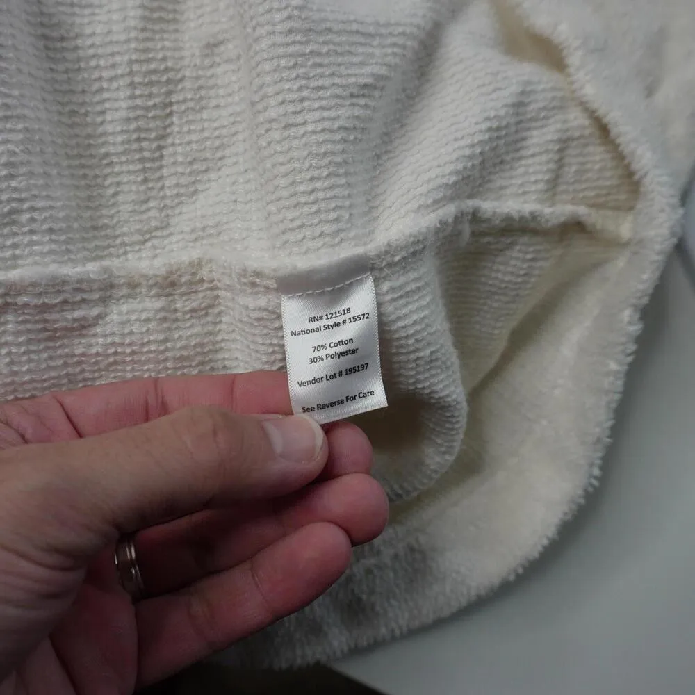 Vintage National Chenille Robe Womens M White Sleepwear Flowers Cotton Blend Zip Size M - Image 7