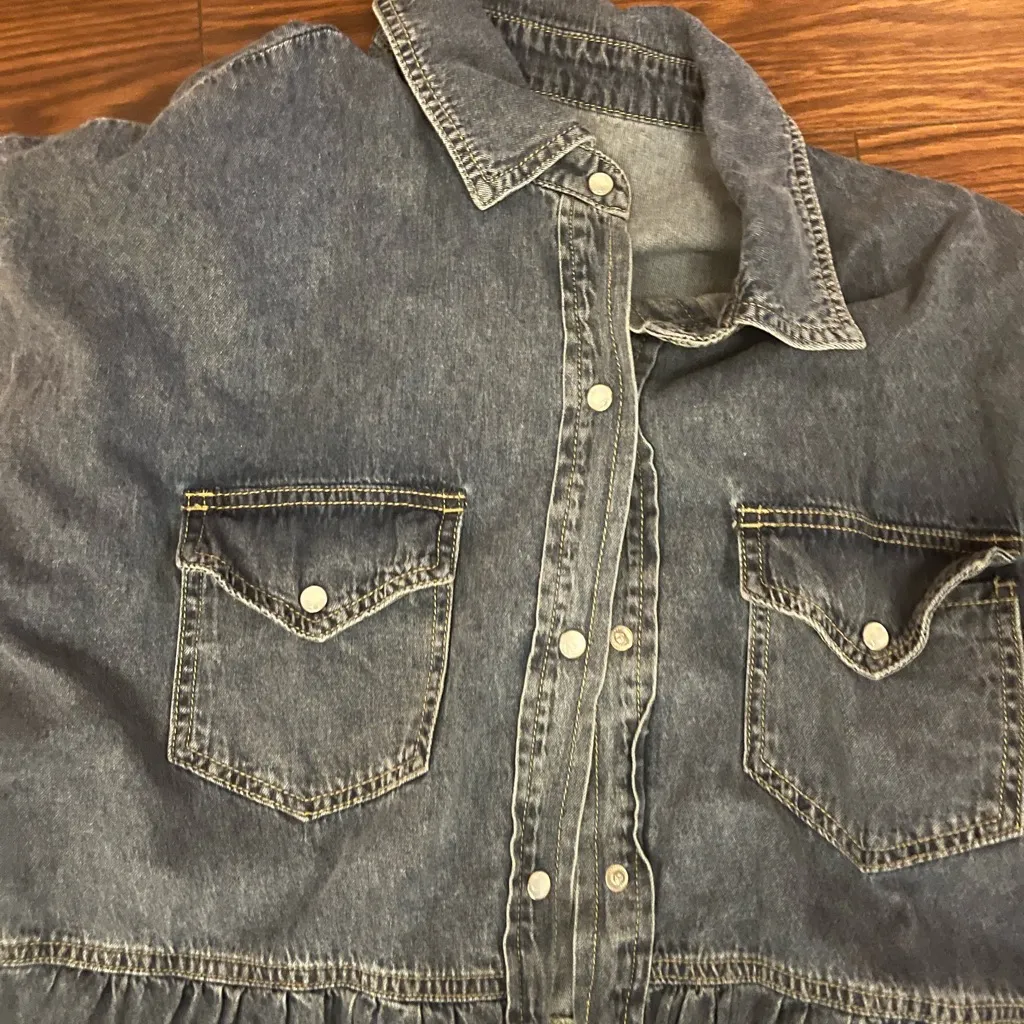 Womens pearl snap Denim Button - Image 2