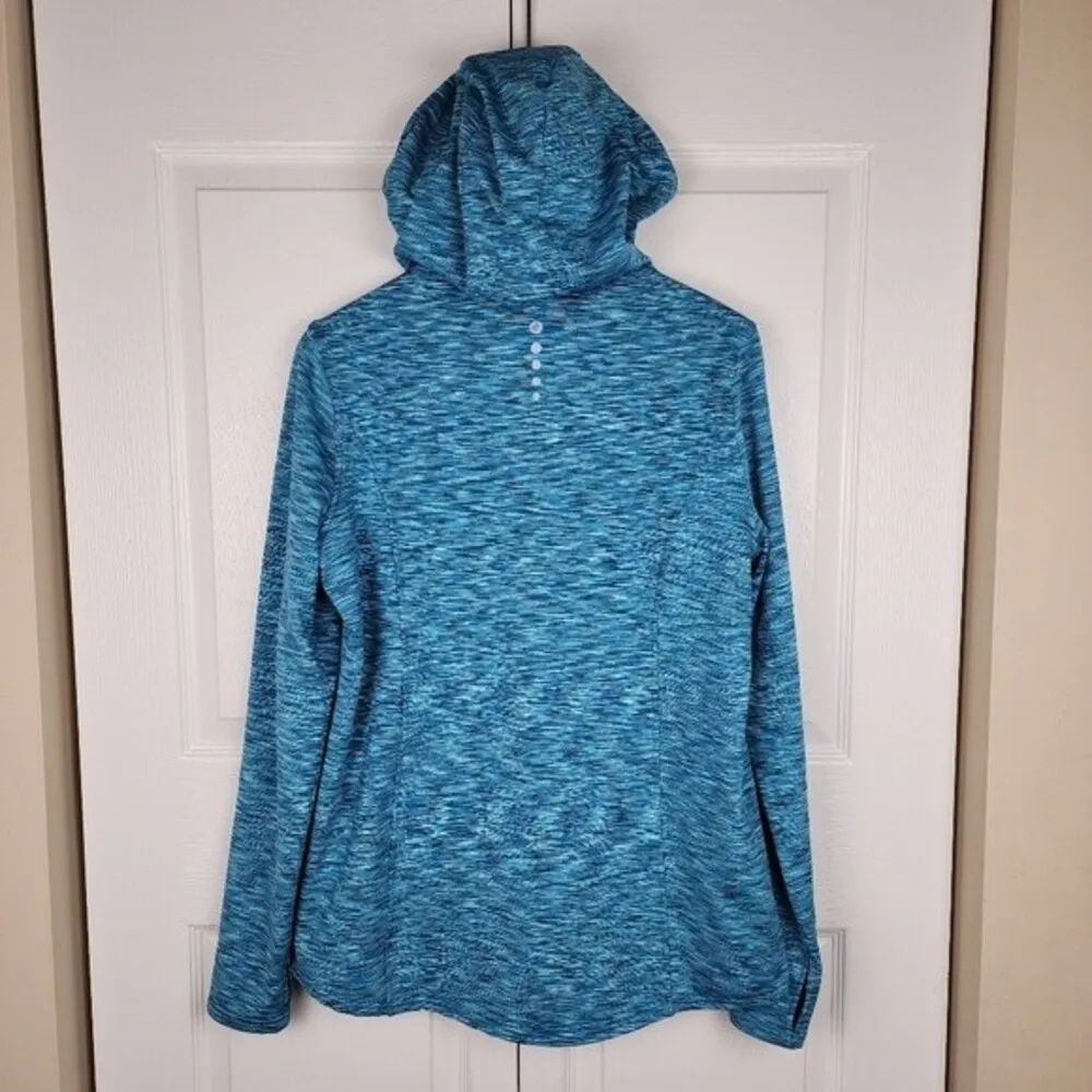 Jockey Hooded Jacket Quilted Sweatshirt Zip up Blue Teal Thumb Holes Size L Size L - Image 3