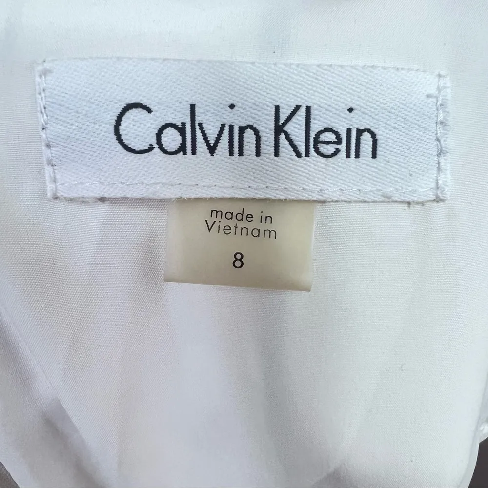 Calvin Klein Crew Neck Sleeveless Women's Shift Dress White Stripes Size 8 - Image 11