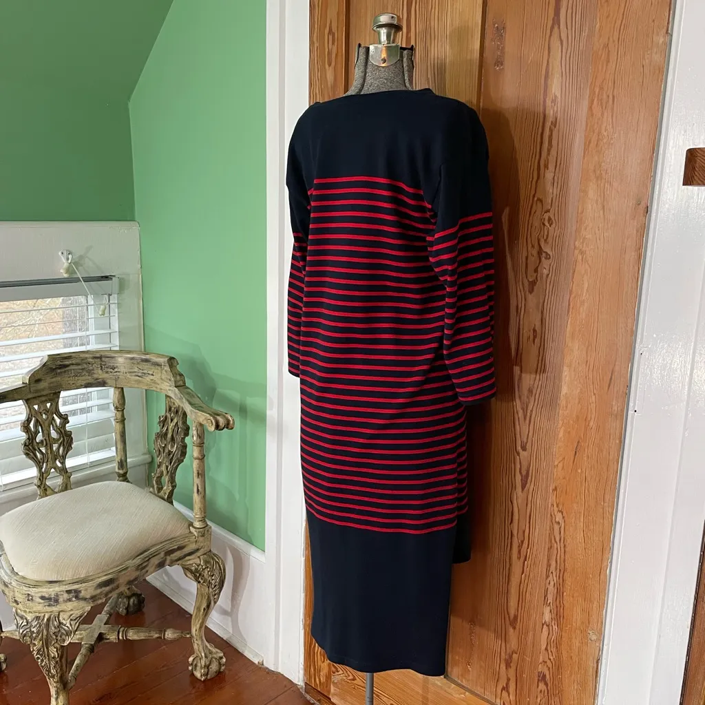 Mads Nørgaard Copenhagen Scandi Red & Navy Stripe Long Sleeve Sweater Dress~S Blue - Image 7