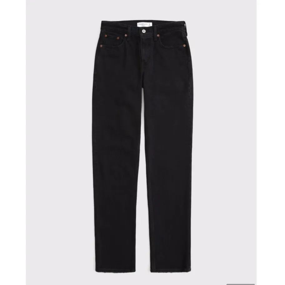 Abercrombie & Fitch 90s High Rise Straight Black Jeans size 27 Short - Image 7