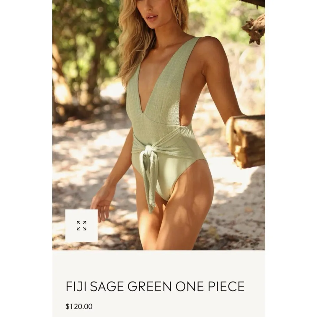 Salty Weekend Fiji Sage Green One Piece Swimsuit Size Large - Image 2