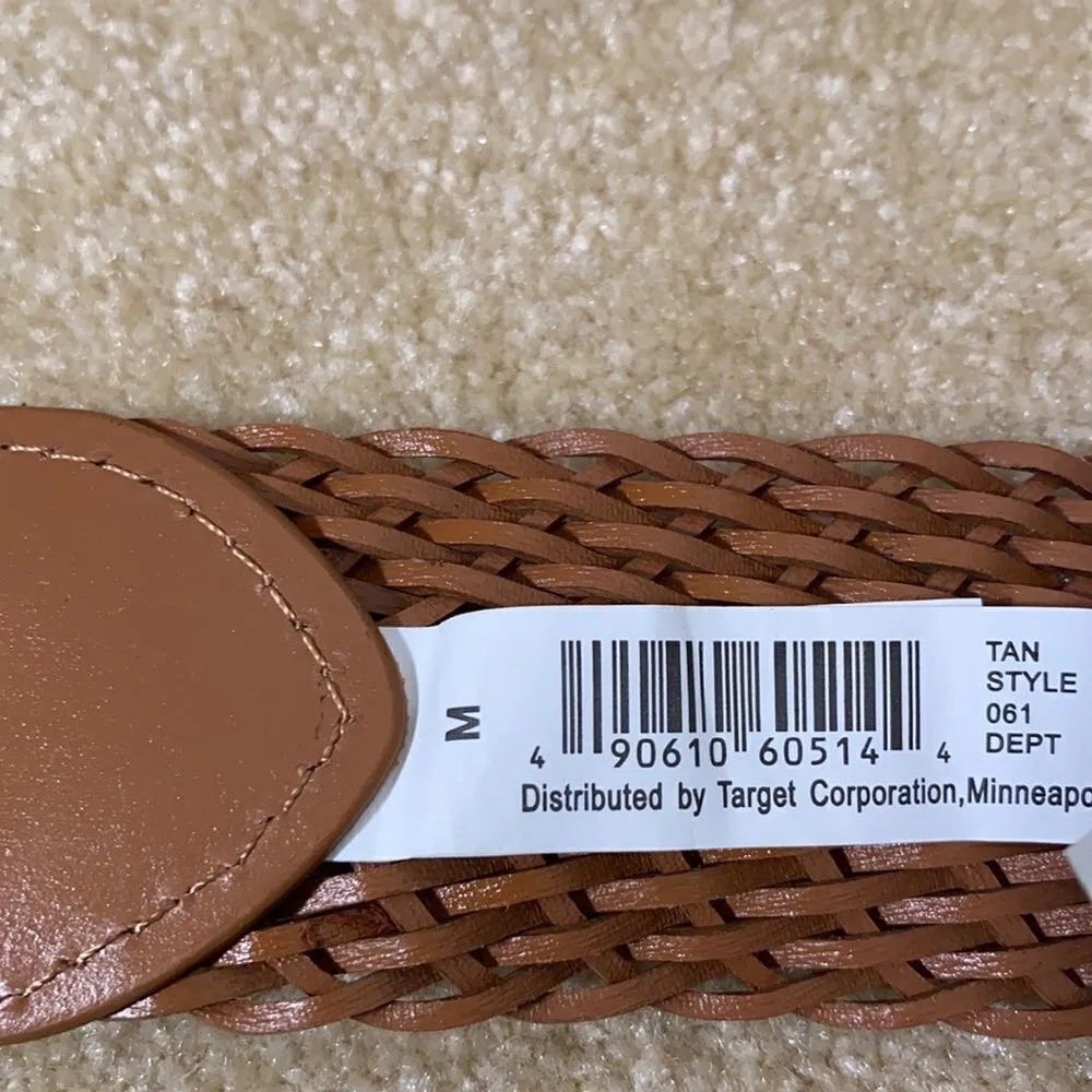 Women’s Belt Tan Woven Medium with Silver Buckle NWT - Image 3