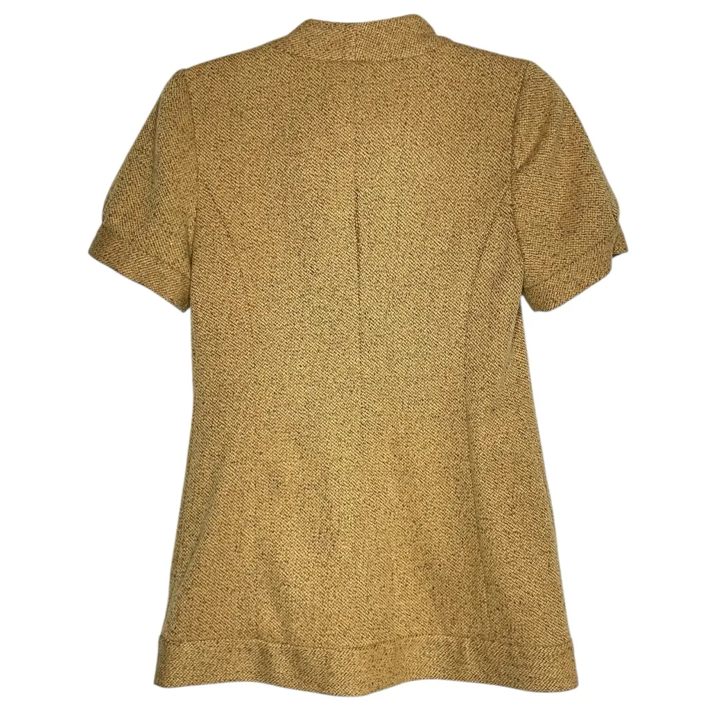 Tabitha Anthropologie Mustard Yellow Tweed Short Sleeve Blazer Jacket 6 - Image 3