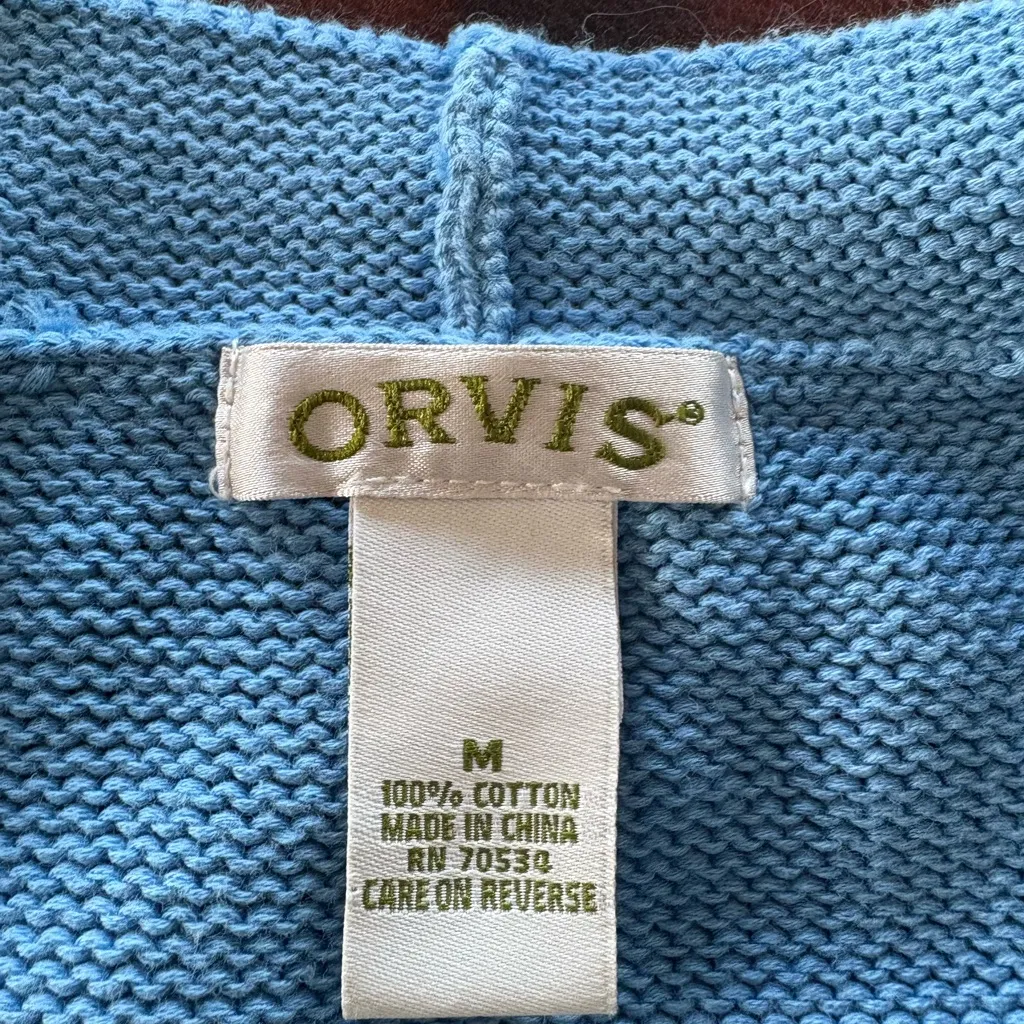 ORVIS Blue Cardigan Sweater - Image 2