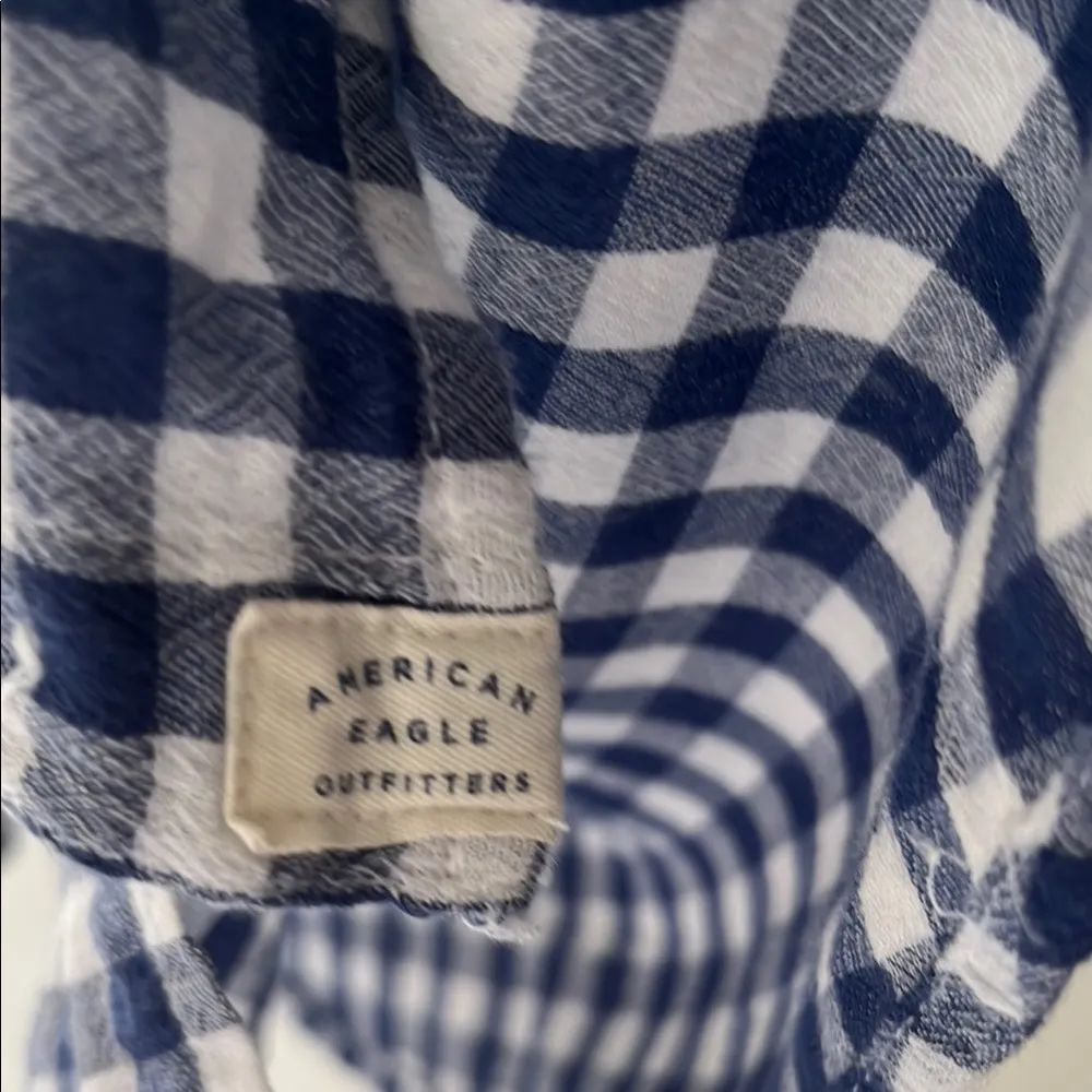 American Eagle Outfitters Blue and White Gingham Button Down Shirt - Image 6