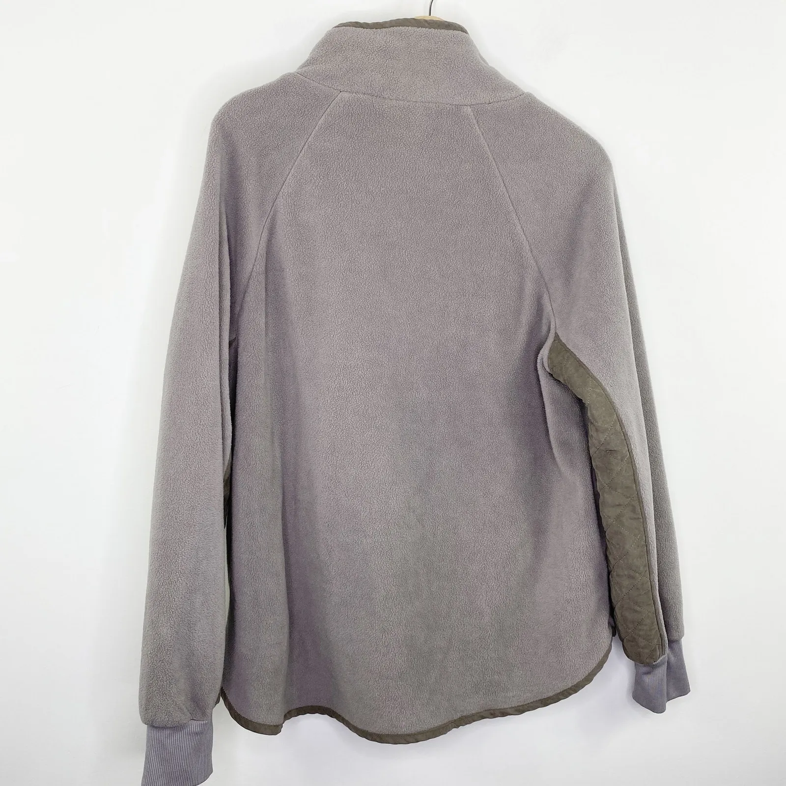 Entro  Two-Tone Grey Fleece Quilted Snap Pullover Sweatshirt Women's Size Large L - Image 2
