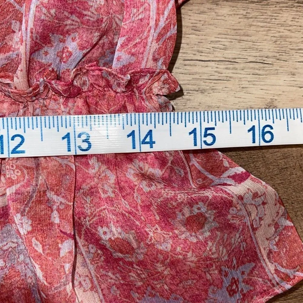 Misa Los Angeles Lillian Floral Print Ruffle Mini Dress Washed Rose‎ Lilac Large - Image 11