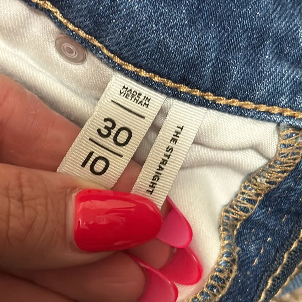 Loft high waisted The Straight jeans size 10 fringe bottom 30” inseam - Image 5