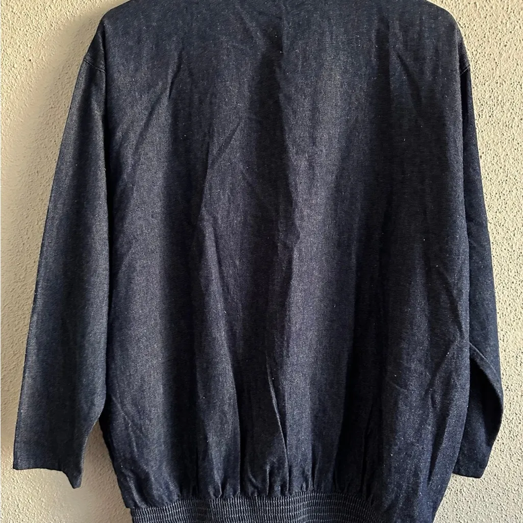 Adolfo Collection Dark Blue Gold and Red Embroidered Jean Jacket Size M - Image 3