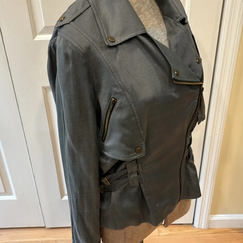 Walter Baker grey fully lined silk/twill moto style jacket - Image 2