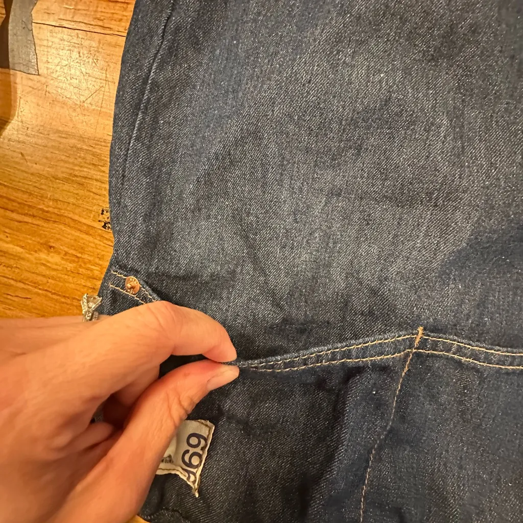 GAP Blue Denim Shoulder Bag with Cream Straps - Image 11