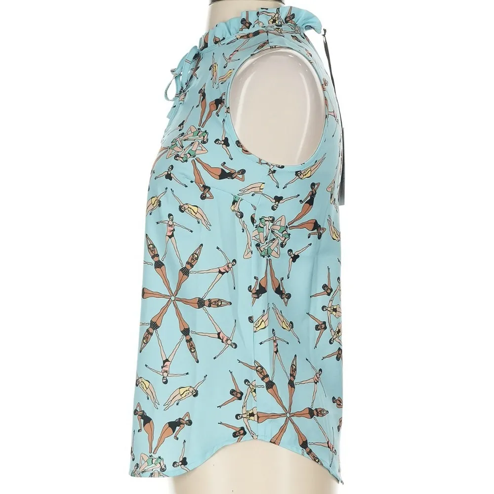 ModCloth x Dupenny Sleeveless Ruffle Blouse Size XXS Sychronized Swimming NWT - Image 3