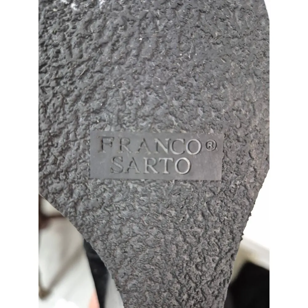 Franco Sarto Watch  Black Leather Suede Dress Boots High Wedge Heels Women Sz 9 - Image 3