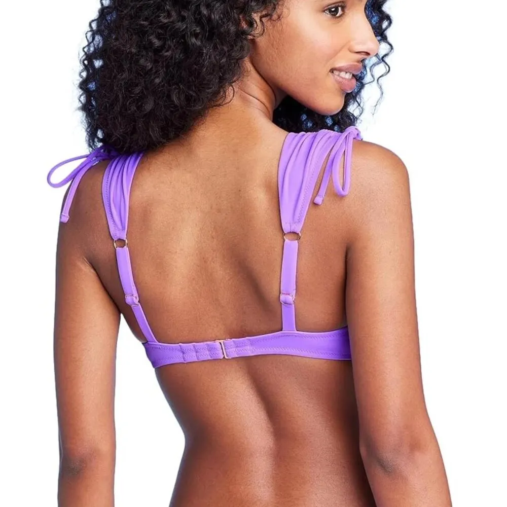 Shade & Shore Tunneled Shoulder Tie Purple Bikini Swim Top Size 36B NWT - Image 2
