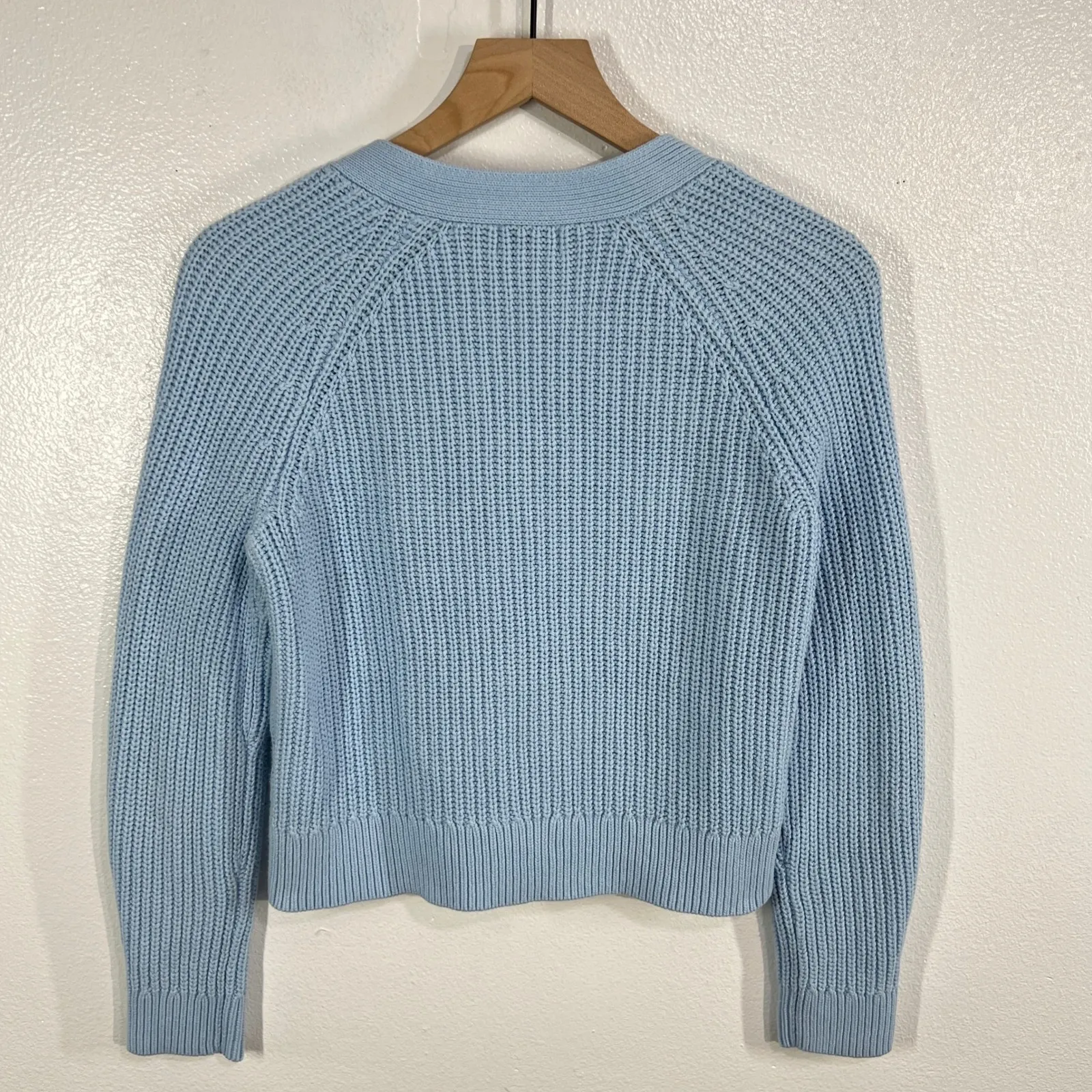 Style & Co‎ Blue Chunky Knit Button Cardigan Sweater Women's Small 100% Cotton - Image 3