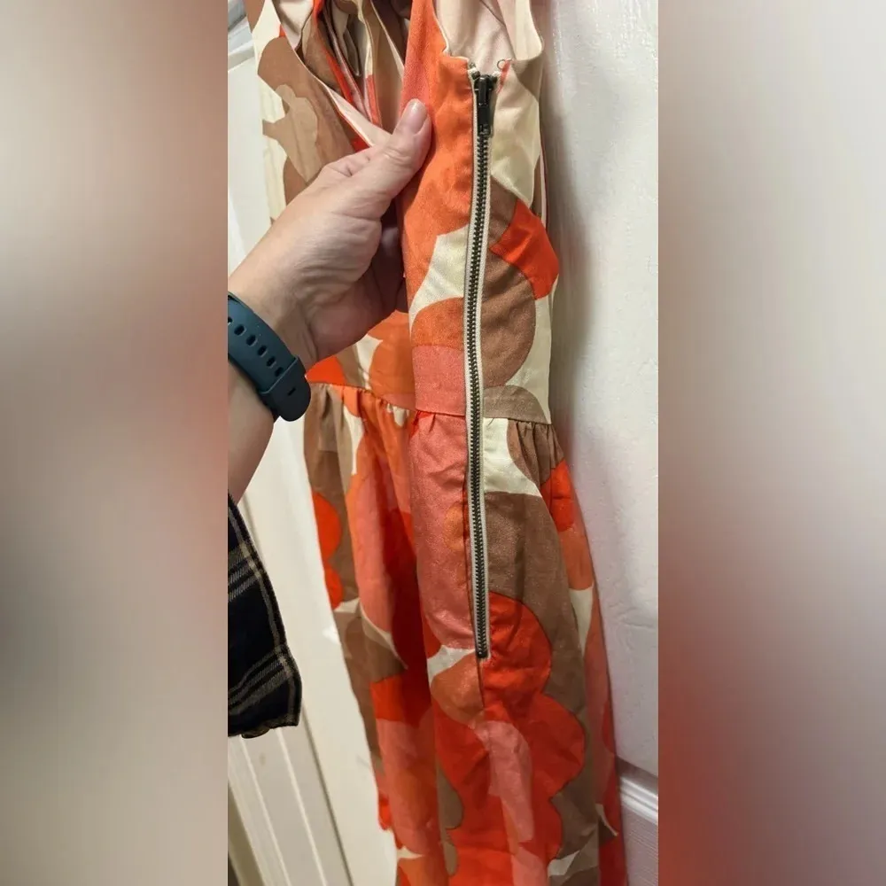 Judith March Fit n Flare Dress Back Tie Floral Babydoll Mod 70s 60s Size Small - Image 4