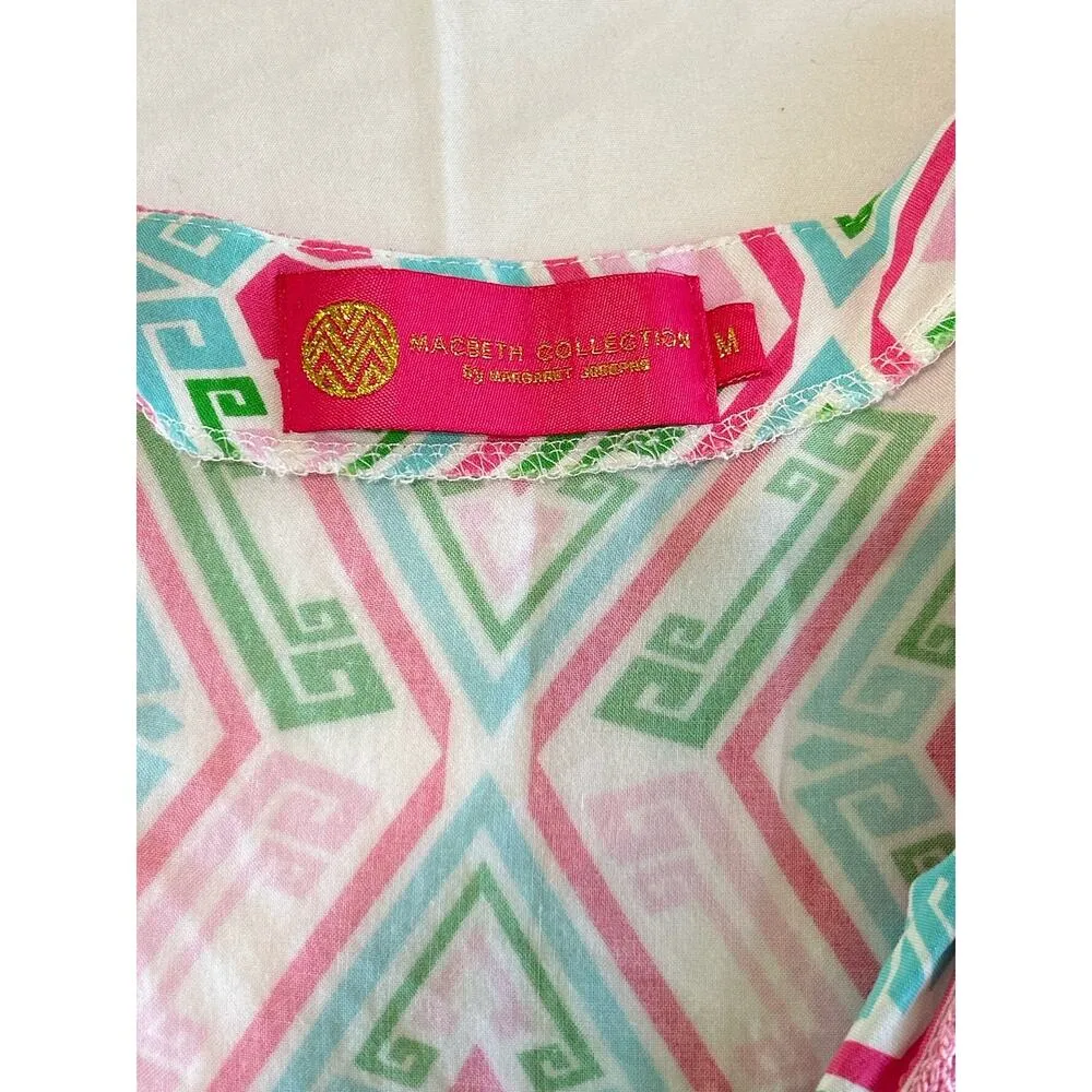 Macbeth Collection Diamond Print Pink Green Girly Swim Beach Coverup Size Medium - Image 11