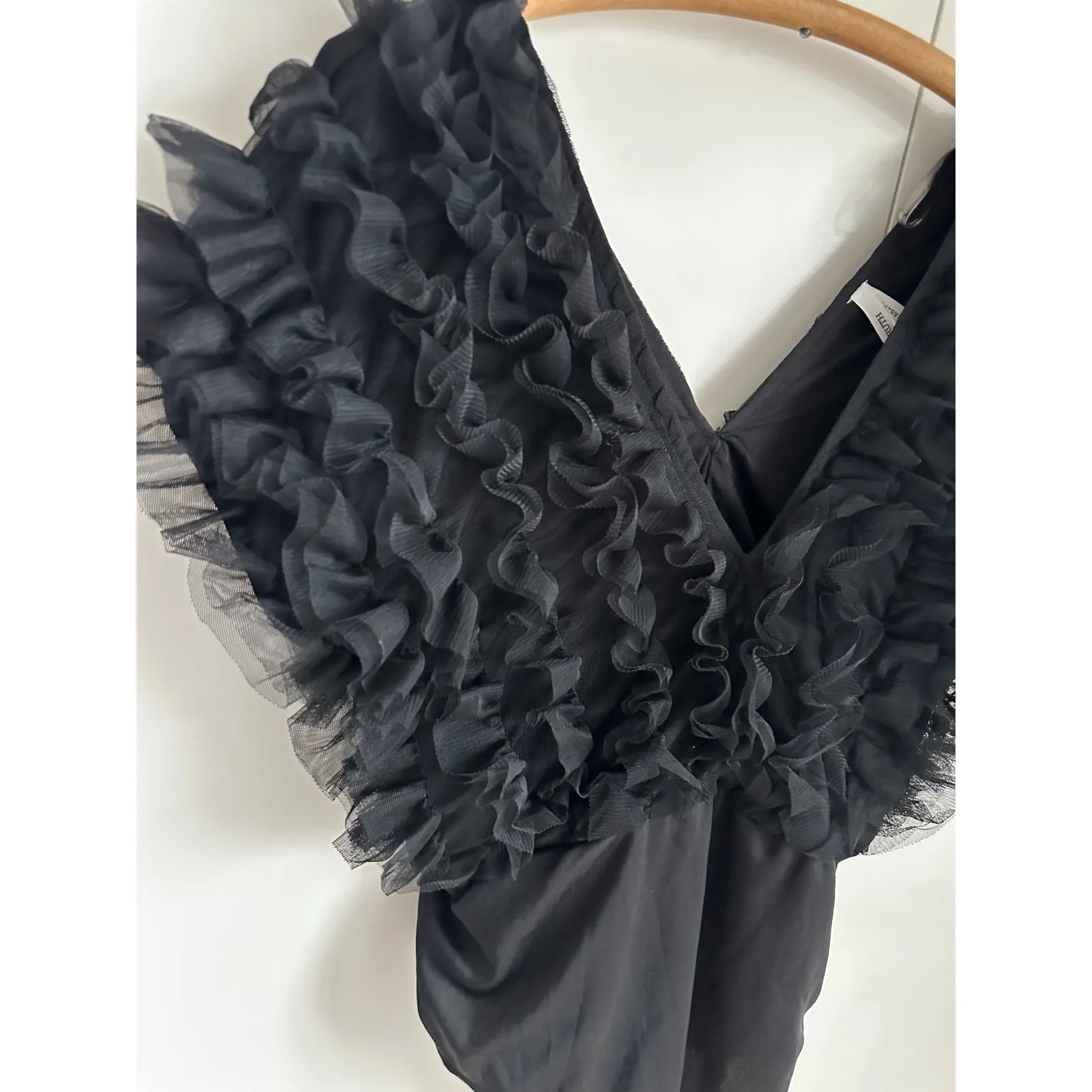 Women's Ruffled Black Body Suit Size S/6 Holiday Party Cocktail Live 4 Truth - Image 4